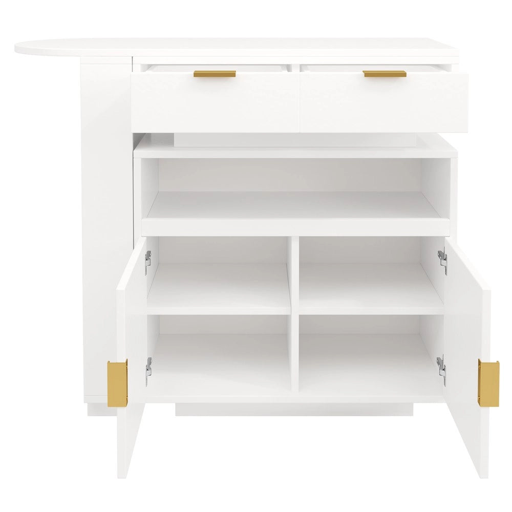 Tavolo Bar Allungabile con Vano Contenitore e LED ¨C Xylo ¨C Bianco, 115-183x40x99 cm