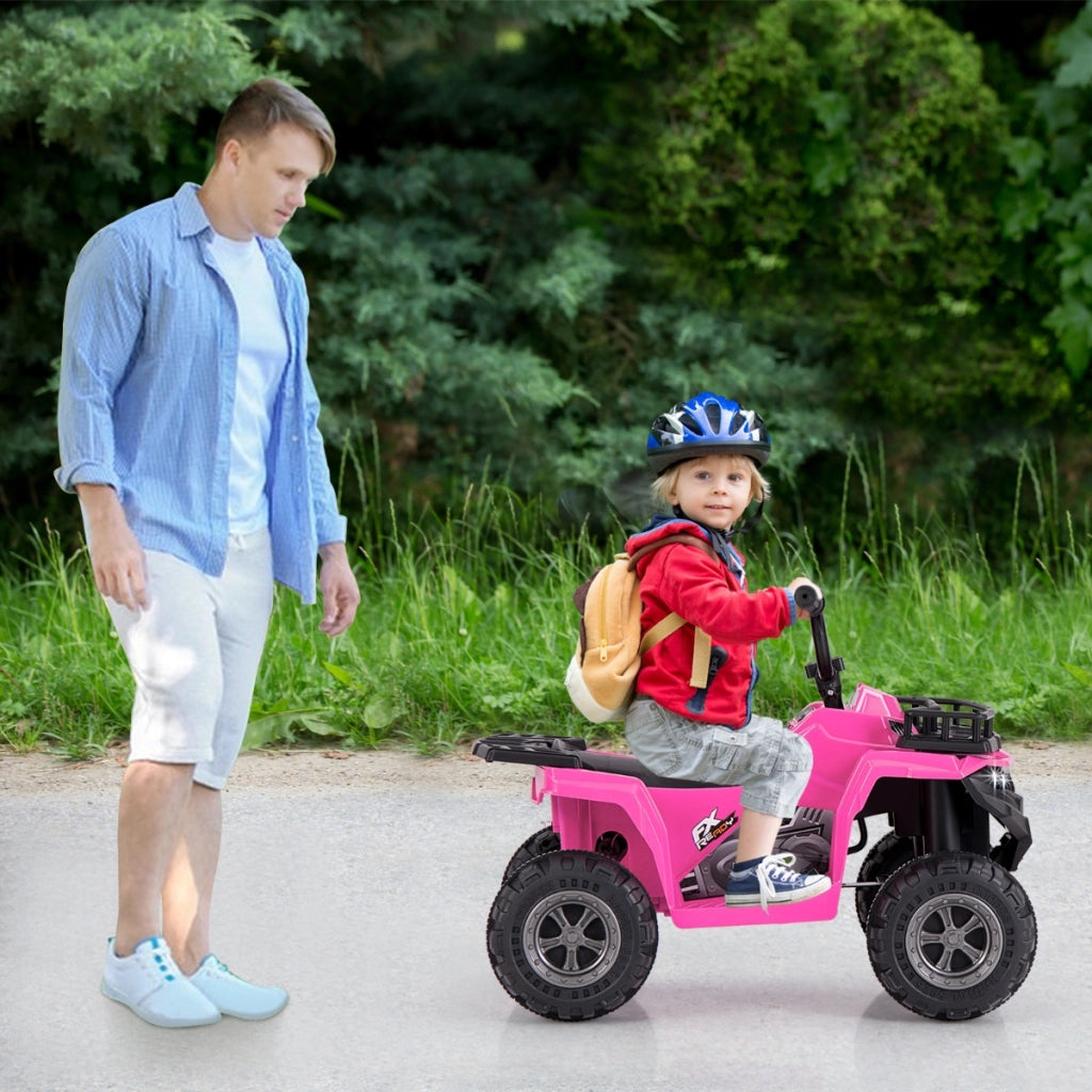 Atv per bambini elettrico quad 4 ruote 6v con avvio a pulsante, Atv per bambini con pneumatici tread e fari led Rosa-Macchinine giocattoli
