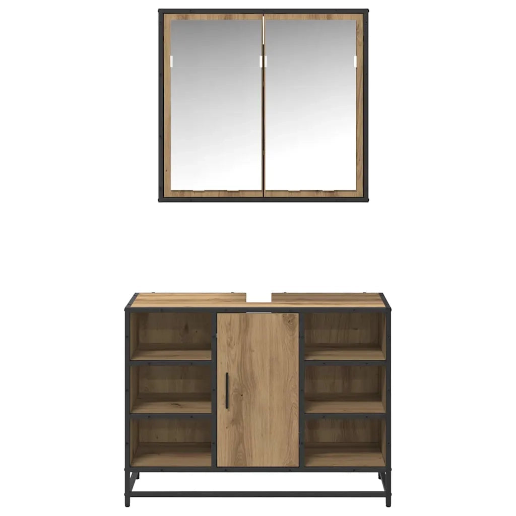 Set di mobili per il bagno con porta 2 pcs Rovere artigianale 3402460