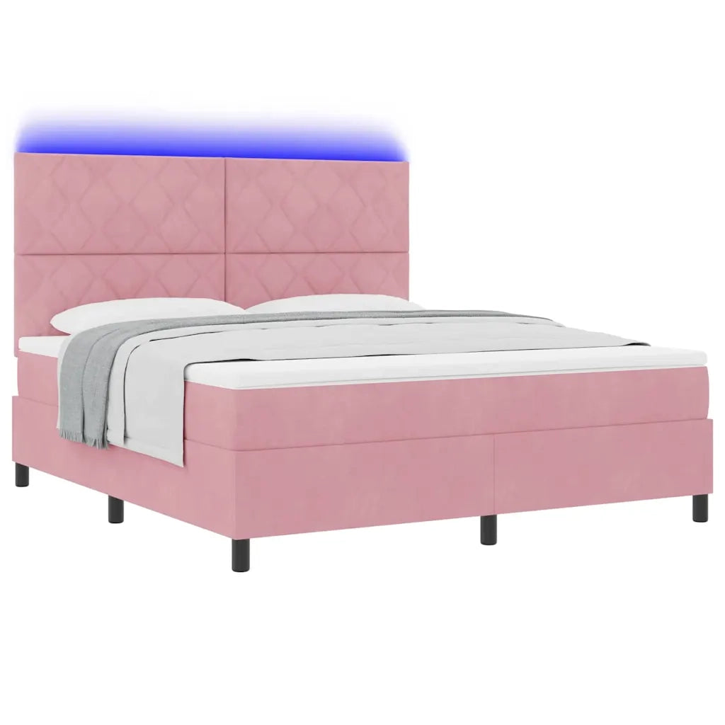 Letto a Sorgente LED con materasso Rosa 180 x 200 cm Velluto 3343399