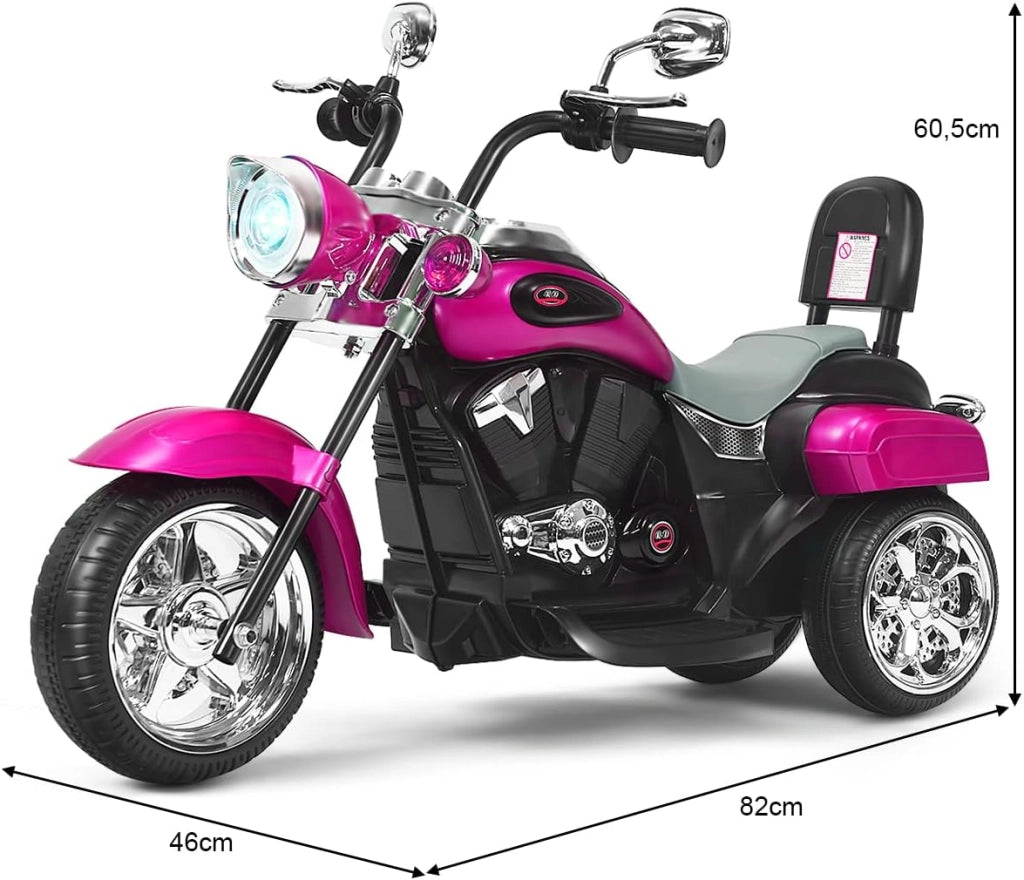 6V Moto Elettriche per Bambini, Moto Cavalcabile Marcia Avanti e Indietro, Portanza di Peso 30kg (Rosa)