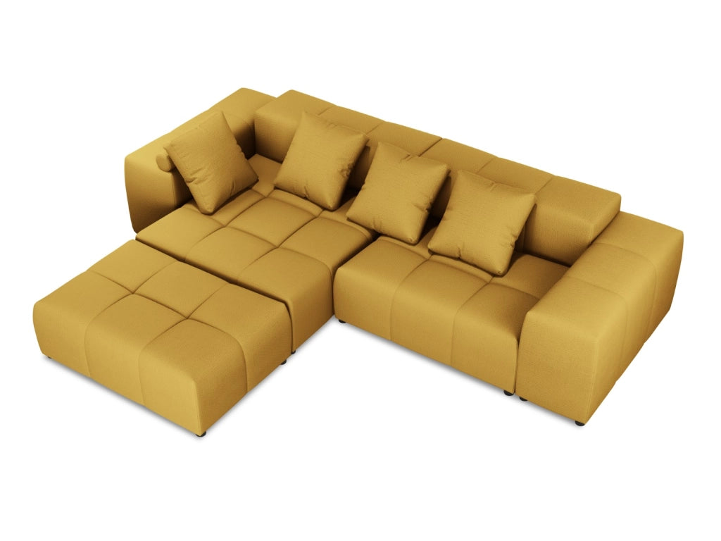 Cosmopolitan Design - Divano angolare modulare reversibile "Rome" 5 posti in tessuto strutturato giallo 