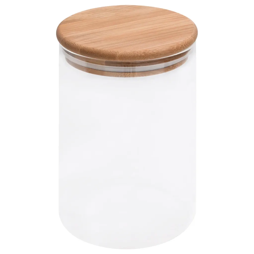 Barattoli di Vetro con Coperchio in BambÃ¹ 4 pz 800 ml