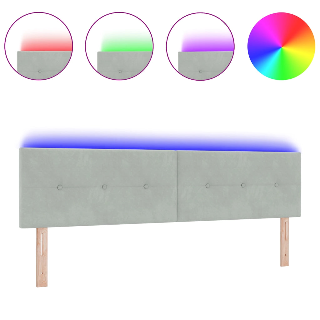 Testiera LED imbottita Grigio Chiaro 180 cm Velluto