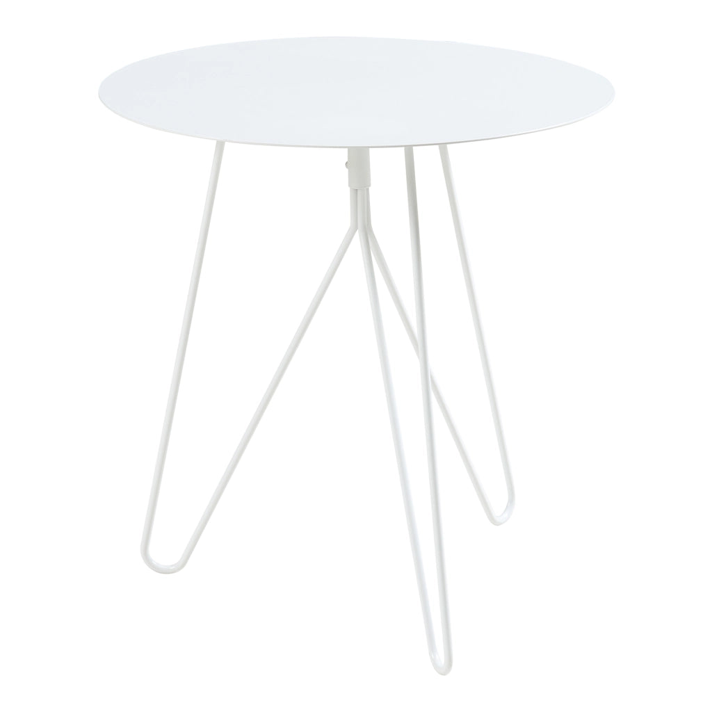 Tavolino Nopimi con Piano Rotondo e Gambe a Forcina 45 x Ø43 cm - Bianco Opaco [en.casa]