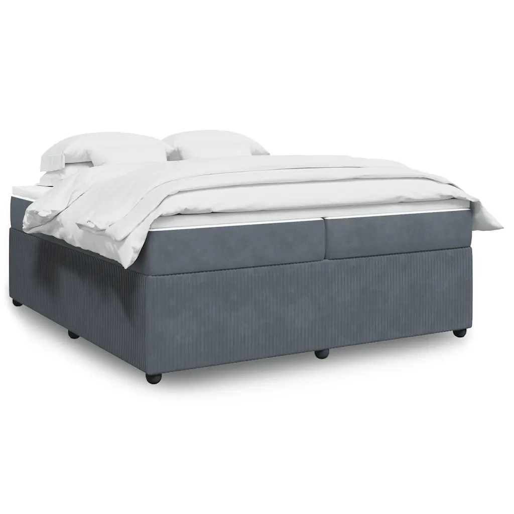 Giroletto a Molle con Materasso Grigio Scuro 200x200 cm Velluto