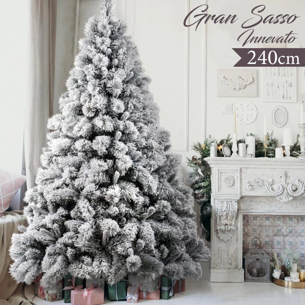 Albero Di Natale Innevato Gran Sasso 240cm 2049 Rami Super Folto Effetto Neve