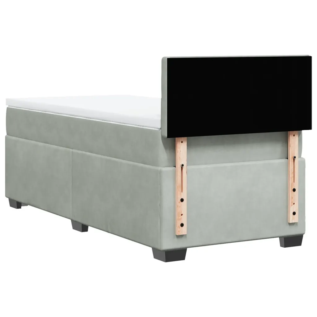 Giroletto a Molle con Materasso Grigio Chiaro 90x190 cm Velluto 3288486