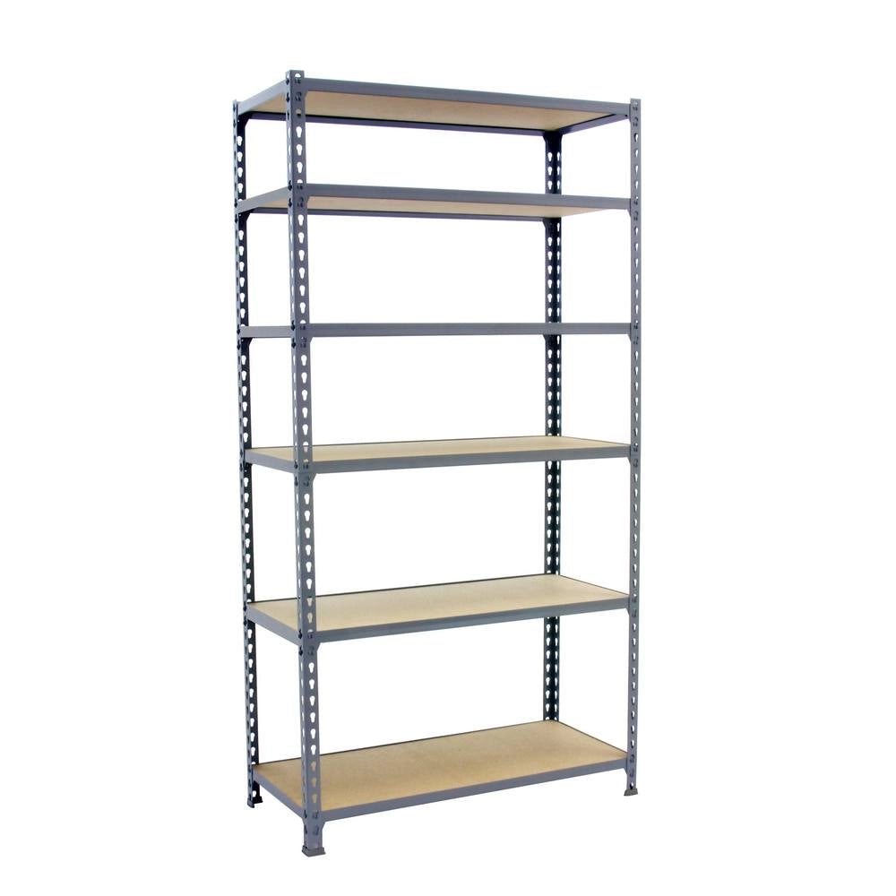 Scaffale in metallo Simon Rack senza viti colore grigio/legno 6 ripiani 2500x1200x500 mm Made in Spain