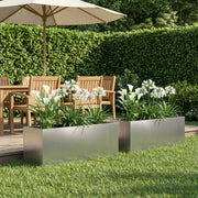 Vaso da giardino 2 pz Argento 100 x 30 x 30 cm Acciaio Inox 8005227