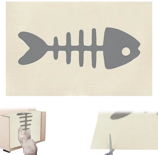 Mat per gatti con disegno a grata di pesce, protezione per mobili, divani, muri, 80 x 50 cm, beige