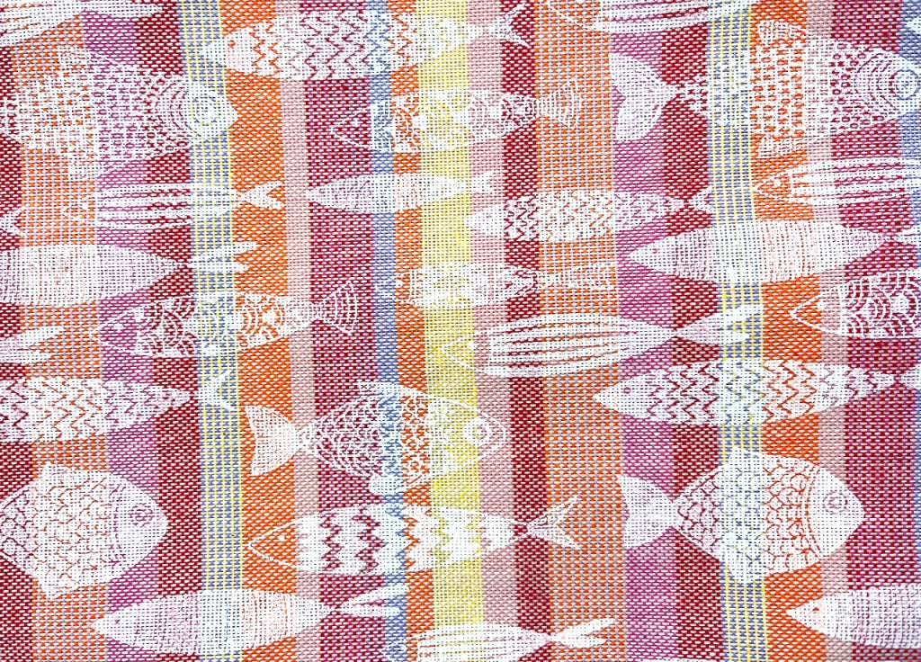 Telo Arredo Granfoulard Copritutto 100% Cotone Copriletto Multiuso Pescetti OB - 2 Piazze - Fucsia