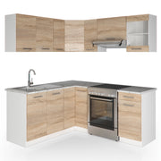 Vicco Cucina angolare completa Bianco/Sonoma 187 x 167 cm , PL Marmo