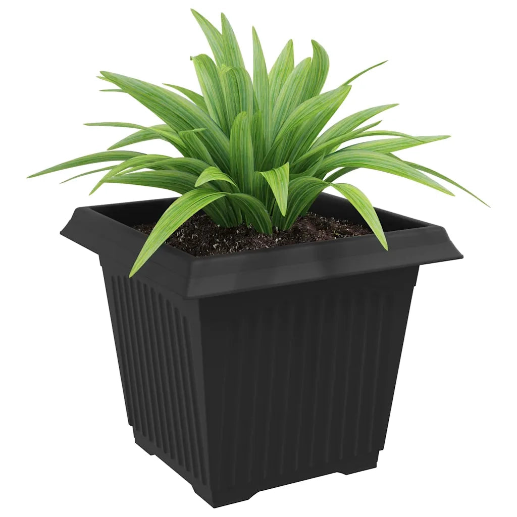 Vaso quadrato per fiori 6 pcs Nero 28,5 x 28,5 x 22 cm Plastica 42020337