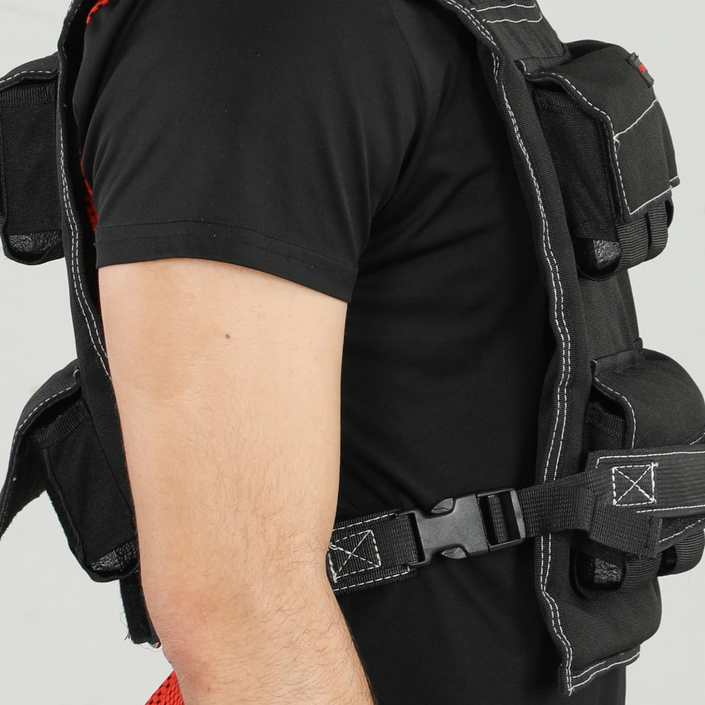 Gilet Zavorrato da 20kg Regolabile 50x40 cm con Strisce Catarifrangenti Nero
