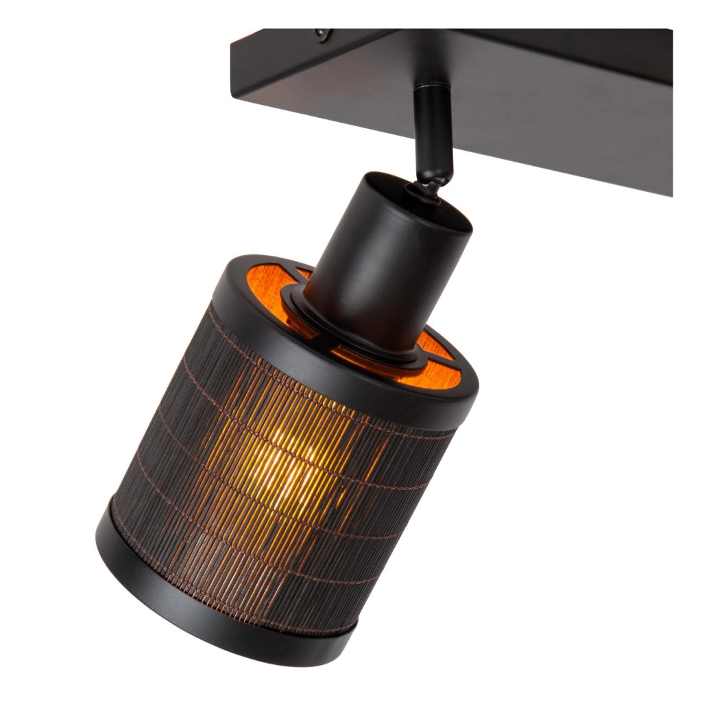 Plafoniera Lucide Tagalog con paralumi bambù nero 2xE27 40W