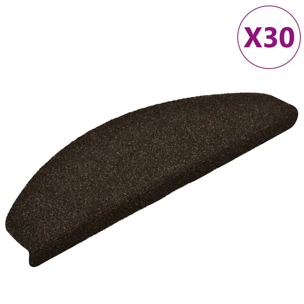 Tappetini per scale autoadesivi 30 pz 65x21x4 cm marrone scuro semicircolari grandi 3365661