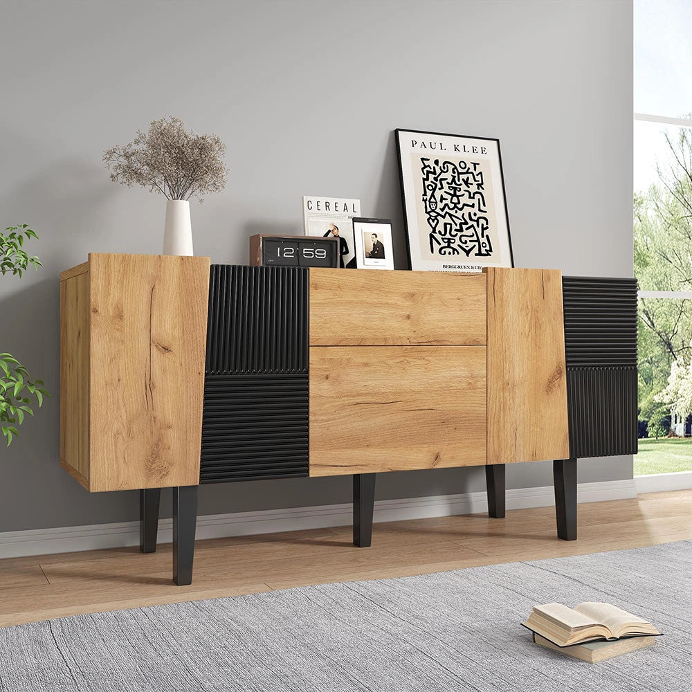Media center legno - Xylo - Piedi massello per TV 60"