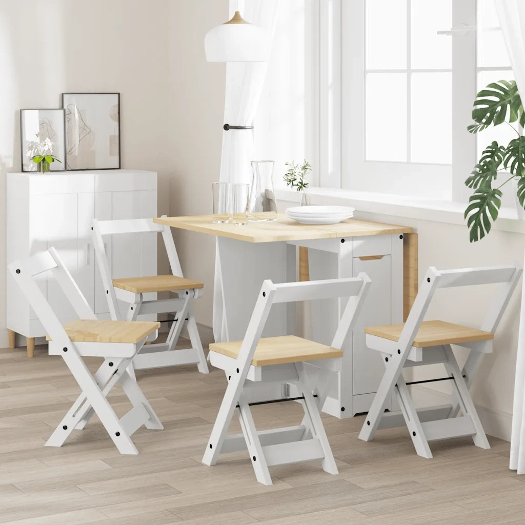 Sedie da Pranzo Pieghevoli 4 pz Corona Bianche in Legno di Pino 4013436
