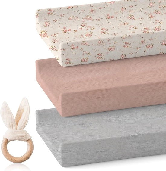 Set di 3 Federe per Bambini in Cotone Adattabili per Culla e Letto - 80 x 40 cm (Rosso)