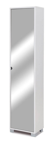 Armadio 1 Anta con Specchio 43x190x29 cm Bianco Fiammato