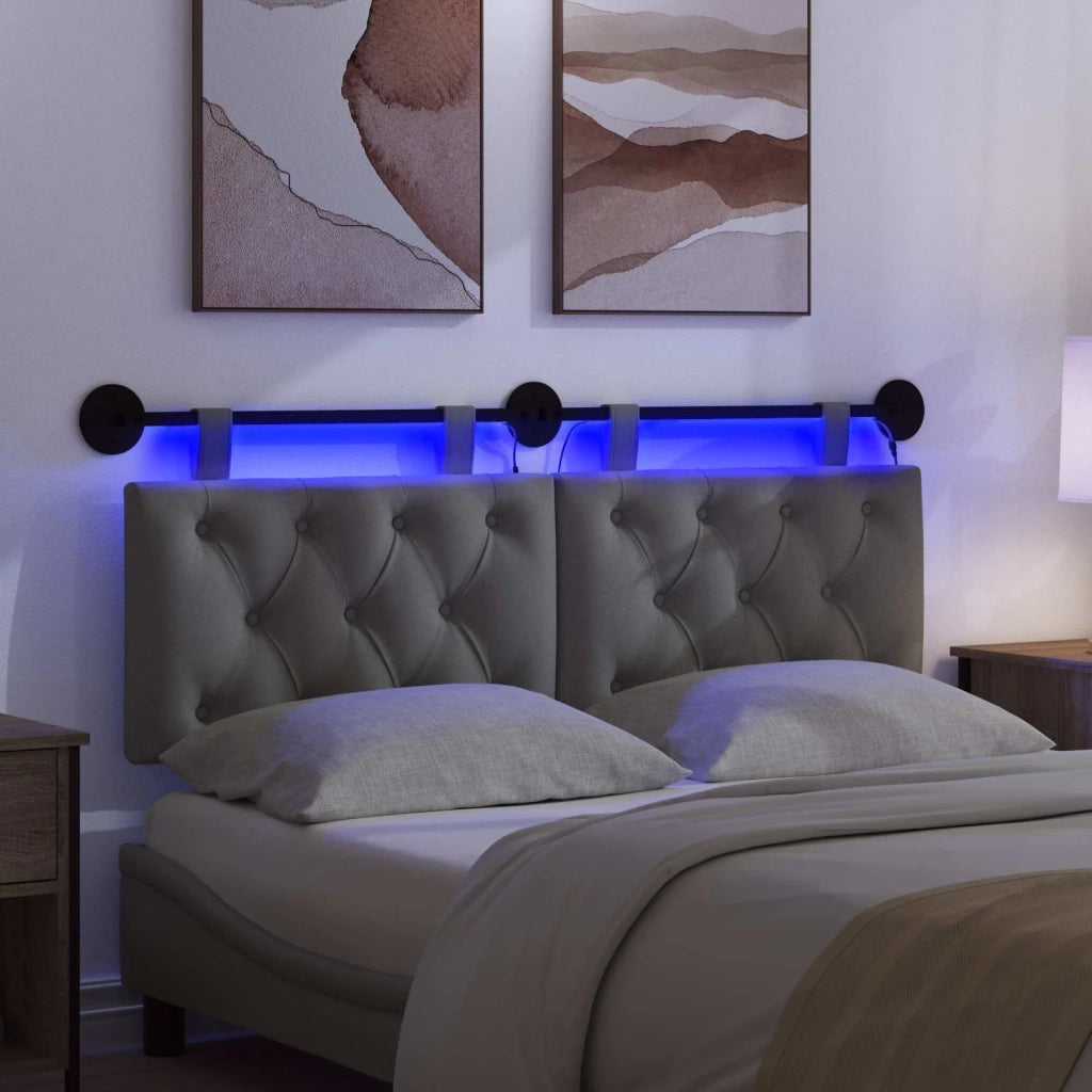 Testiera sospesa Con luce LED Grigio Scuro Tessuto