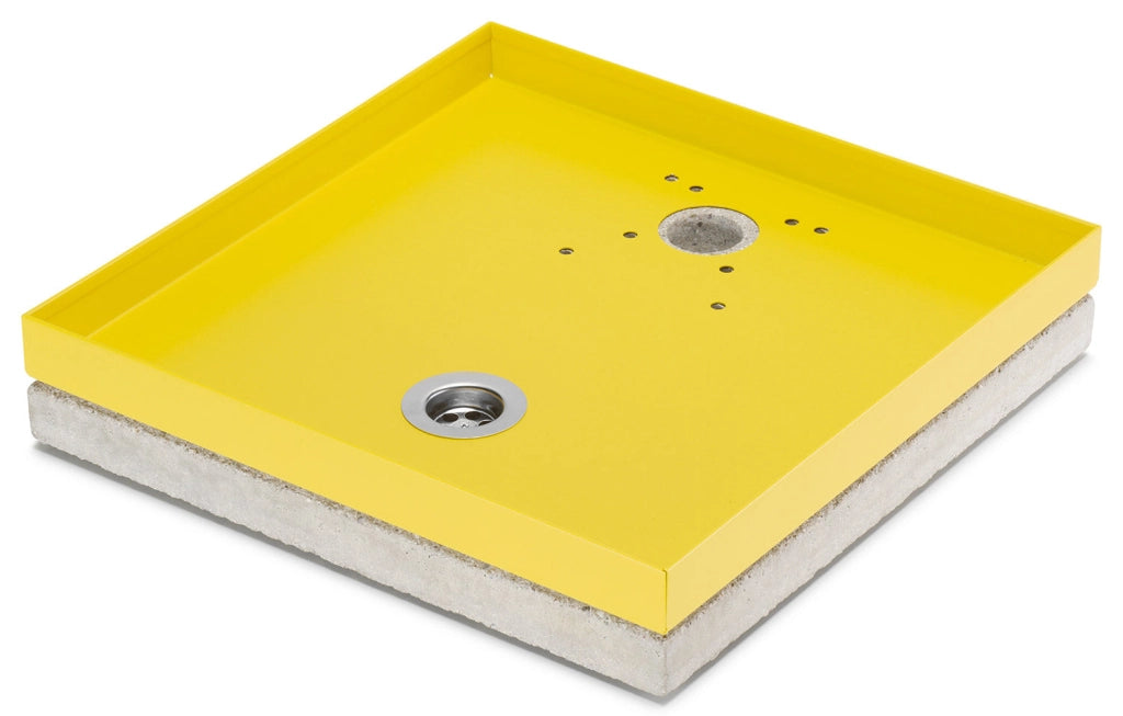 Base Portaciottolo per Fontane 40x40x8 cm in Metallo con Base in Cemento Belfer 42/BSE/10 Giallo