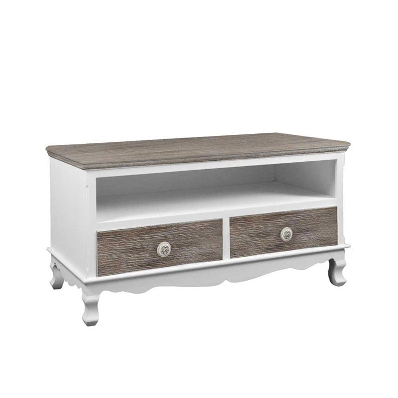 Porta tv shabby bianco marrone cm 100 x 42 x 55 H