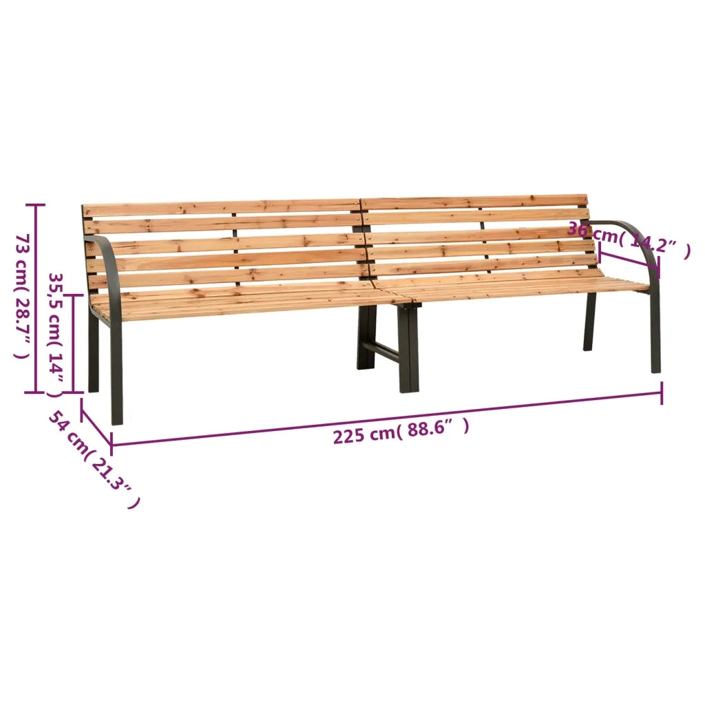 Panca da Giardino Doppia 225 cm in Legno Massello di Abete 319575