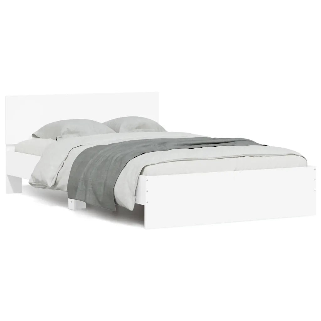 Giroletto con Testiera e LED-Struttura Letto con testiera Bianco 120x200 cm