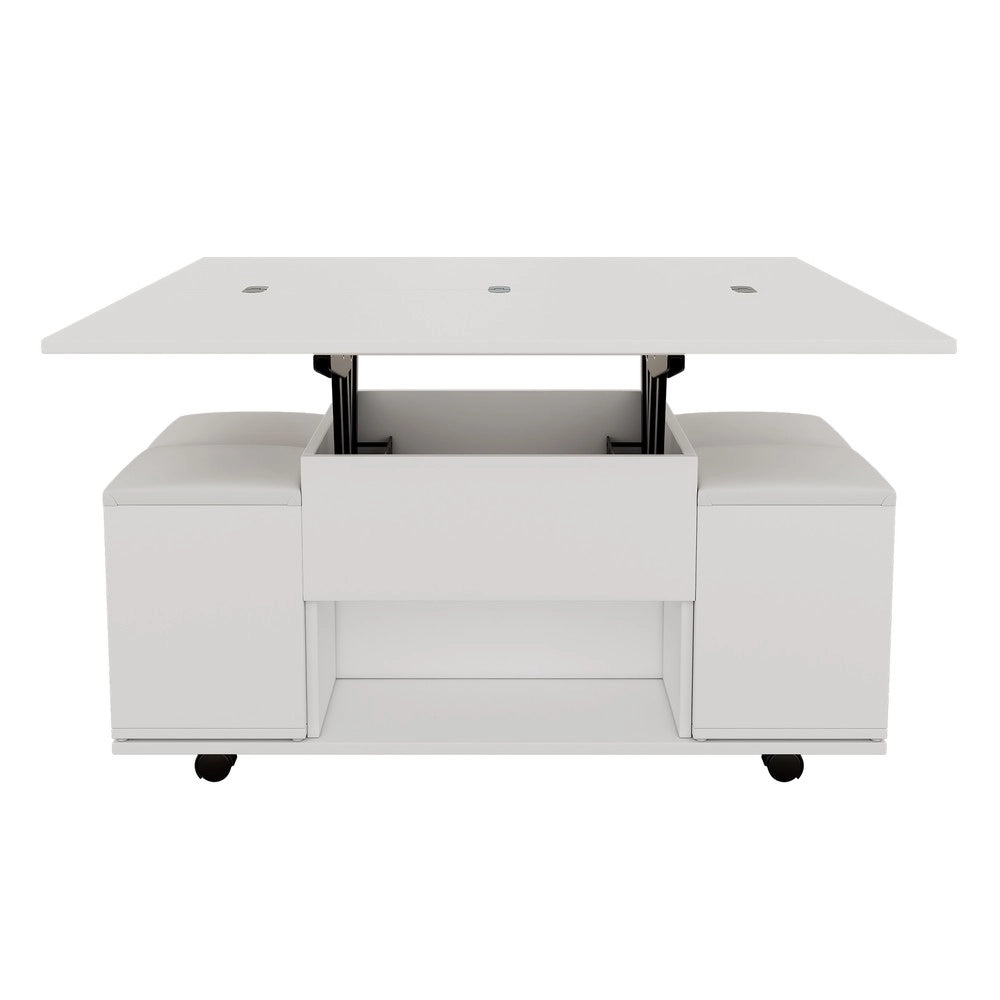Tavolino Sollevabile Multifunzionale ¨C MINIMAL ¨C Bianco, Piano Allungabile, Legno, Moderno