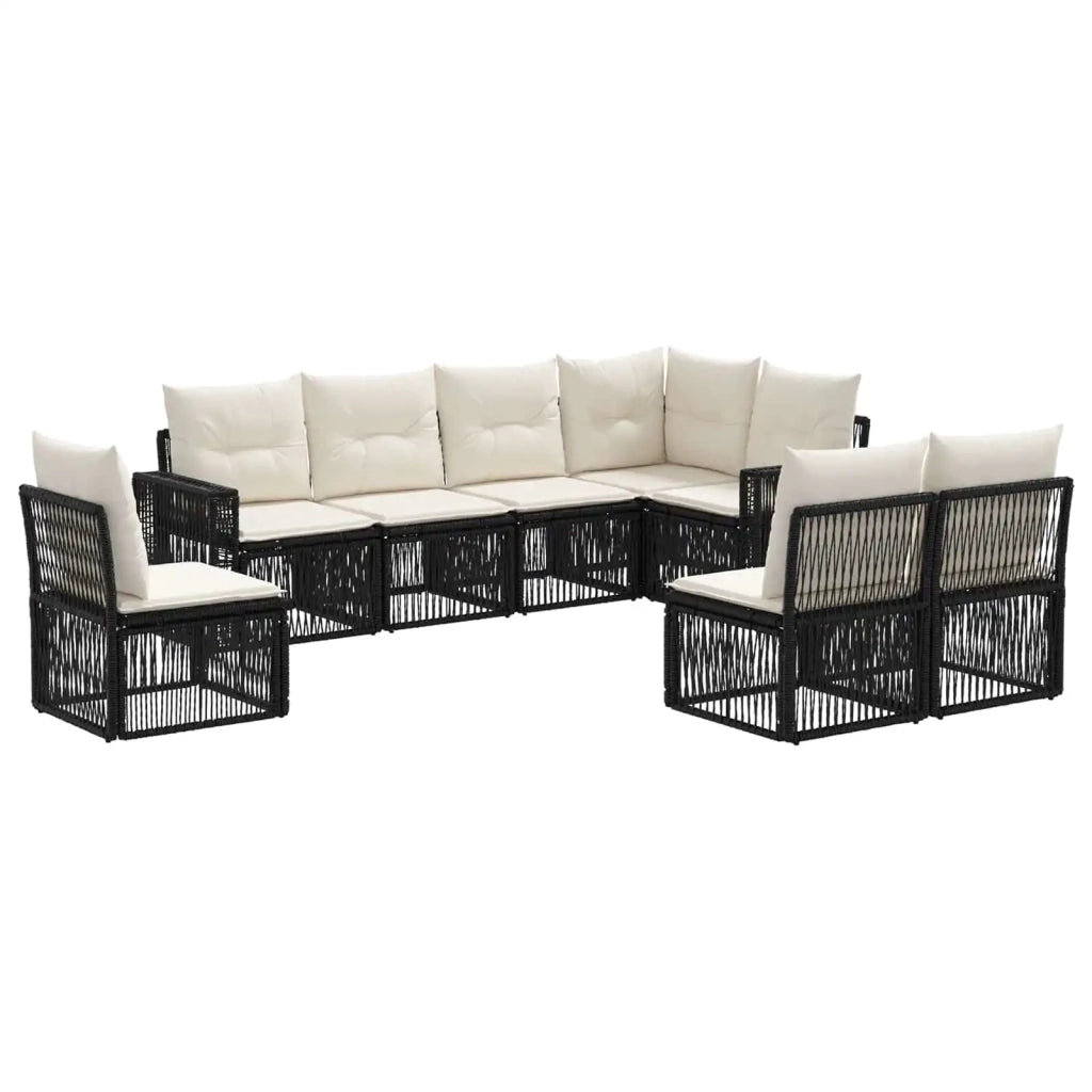 Set Divano da Giardino 8 pcs Nero e Bianco Crema polyrattan 3435139