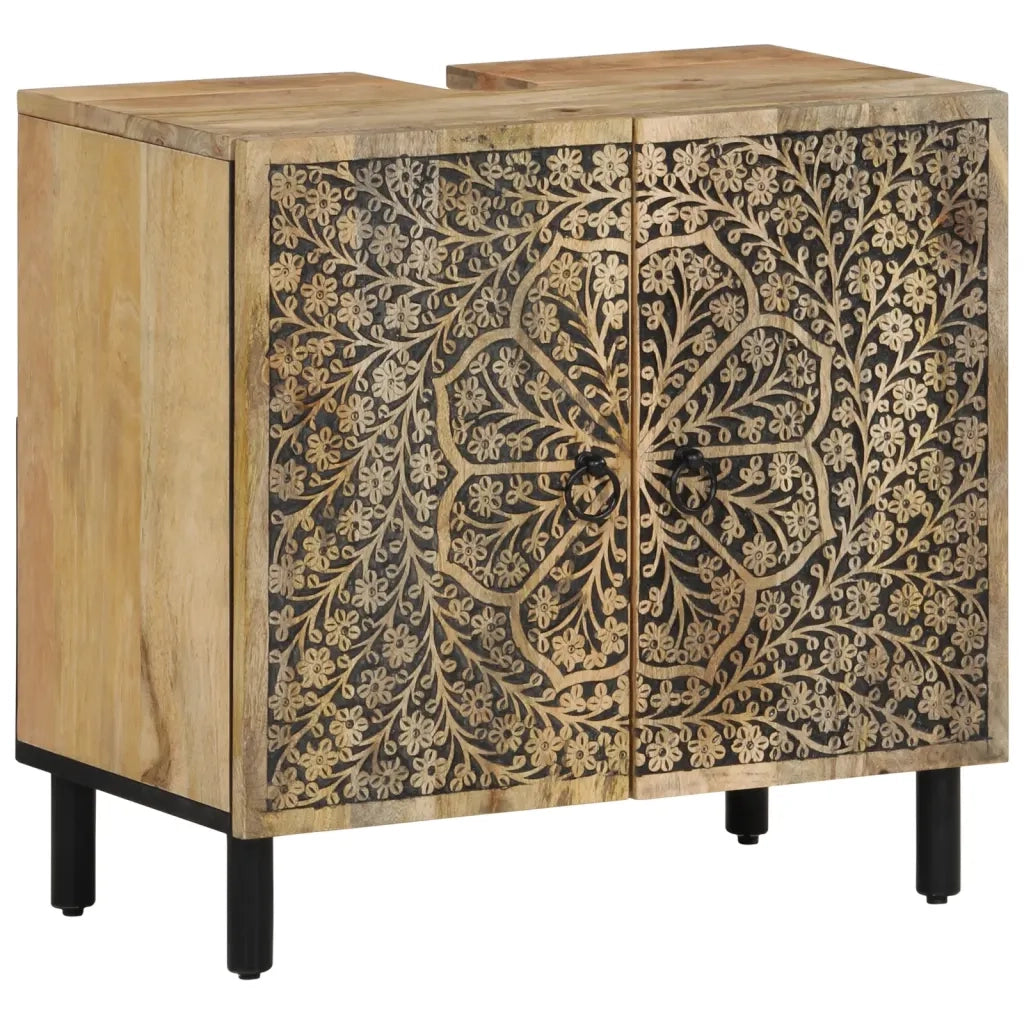 vidaXL Set Mobili da Bagno 2pz in Legno Massello di Mango