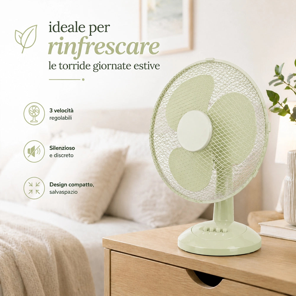 Ventilatore da Tavolo Autoportante SalviaPotenza 45W Diametro 40cm 3 Velocità
