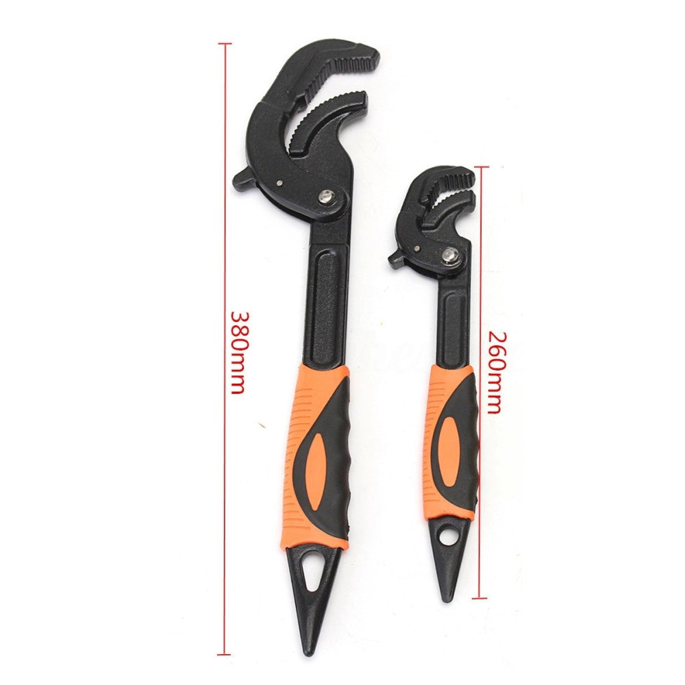 Trade Shop - Set 2 Chiavi A Tubo Levoce Regolabili Multifuonzioni Professionali 260mm 380mm -