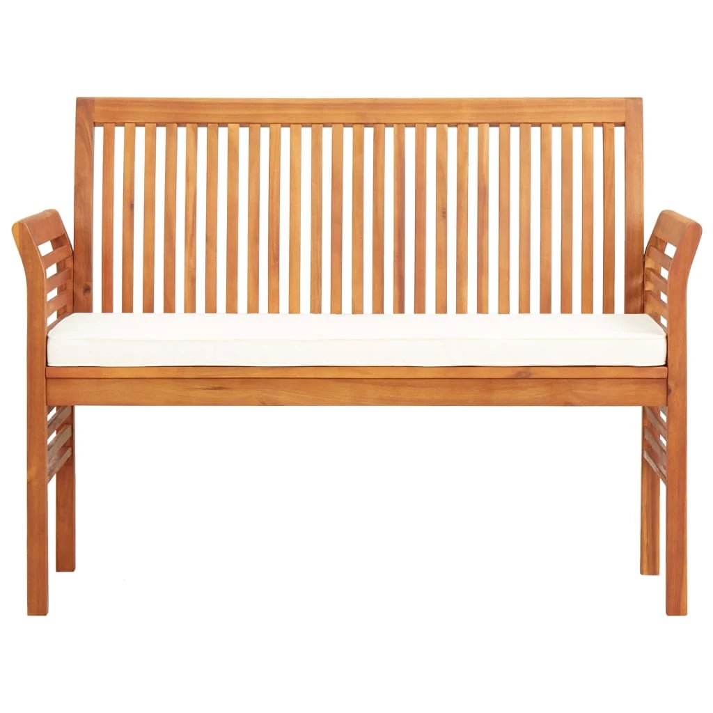 Panca da giardino mobili da esterno per patio panca da terrazza a 2 posti con cuscino 120 cm legno massello di acacia 02_0011285