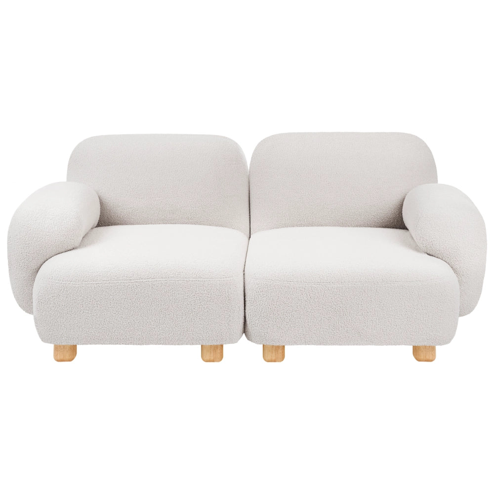 Divano componibile a 2 posti in tessuto due moduli angolari gambe in legno bianco sporco stile moderno