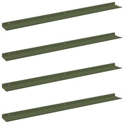 4 pz Mensola | Ripiano | Scaffale sospesa Verde oliva 100 x 9 x 2,5 cm Acciaio