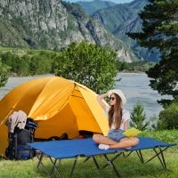 Letto da campeggio doppio pieghevole per 2 persone fino a 136 kg 193 x 125 x 40 cm poliestere Oxford metallo blu