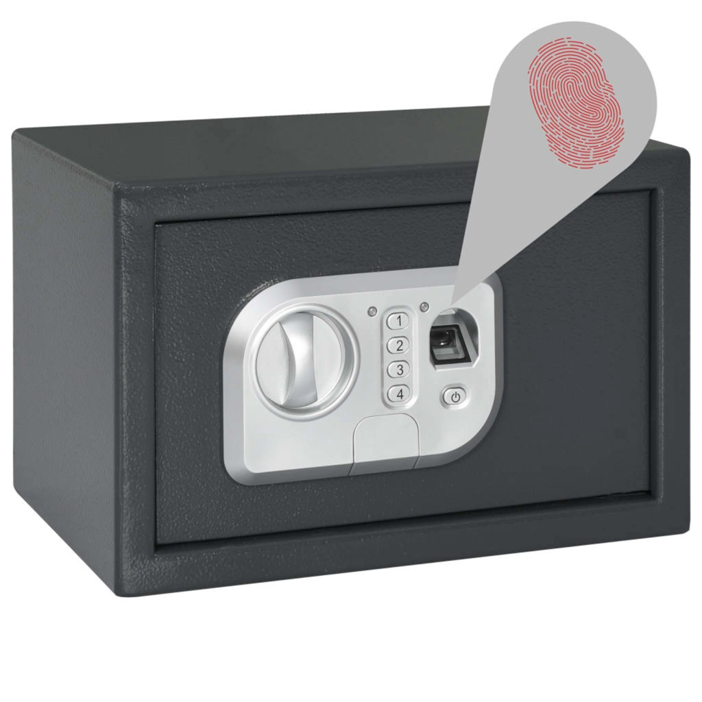 Cassaforte elettronica digitale con blocco per impronte digitali 20x31x20 cm in acciaio