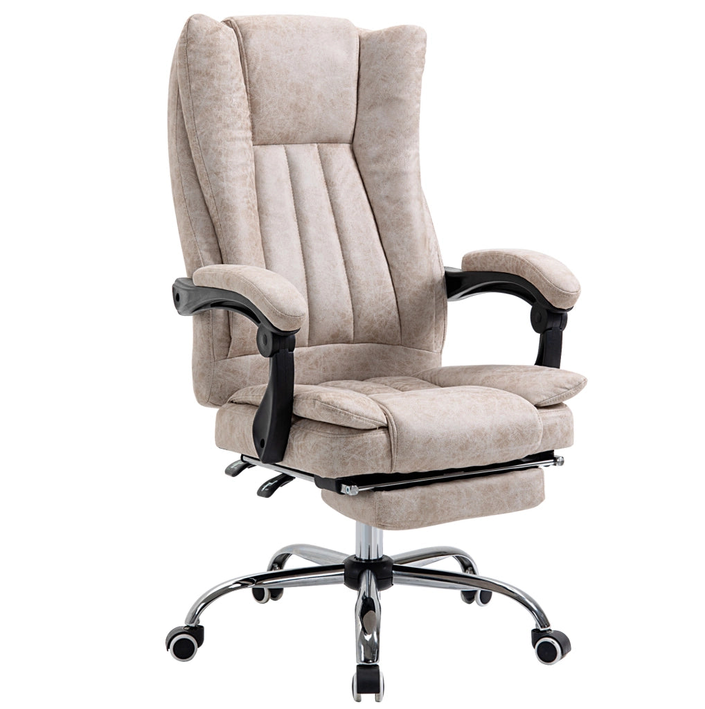 Sedia da ufficio ergonomica reclinabile beige con poggiapiedi