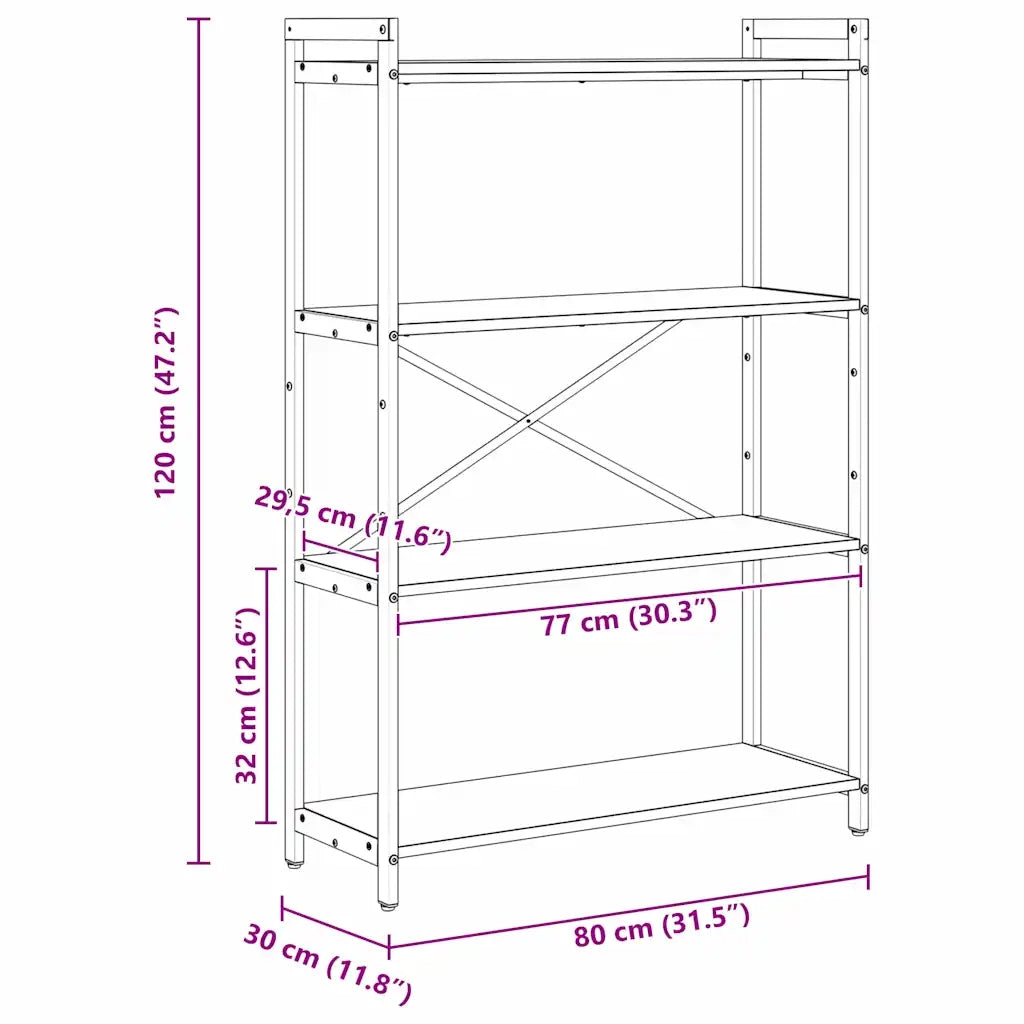 vidaXL Libreria Rovere fumo 80 x 30 x 118 cm Legno multistrato