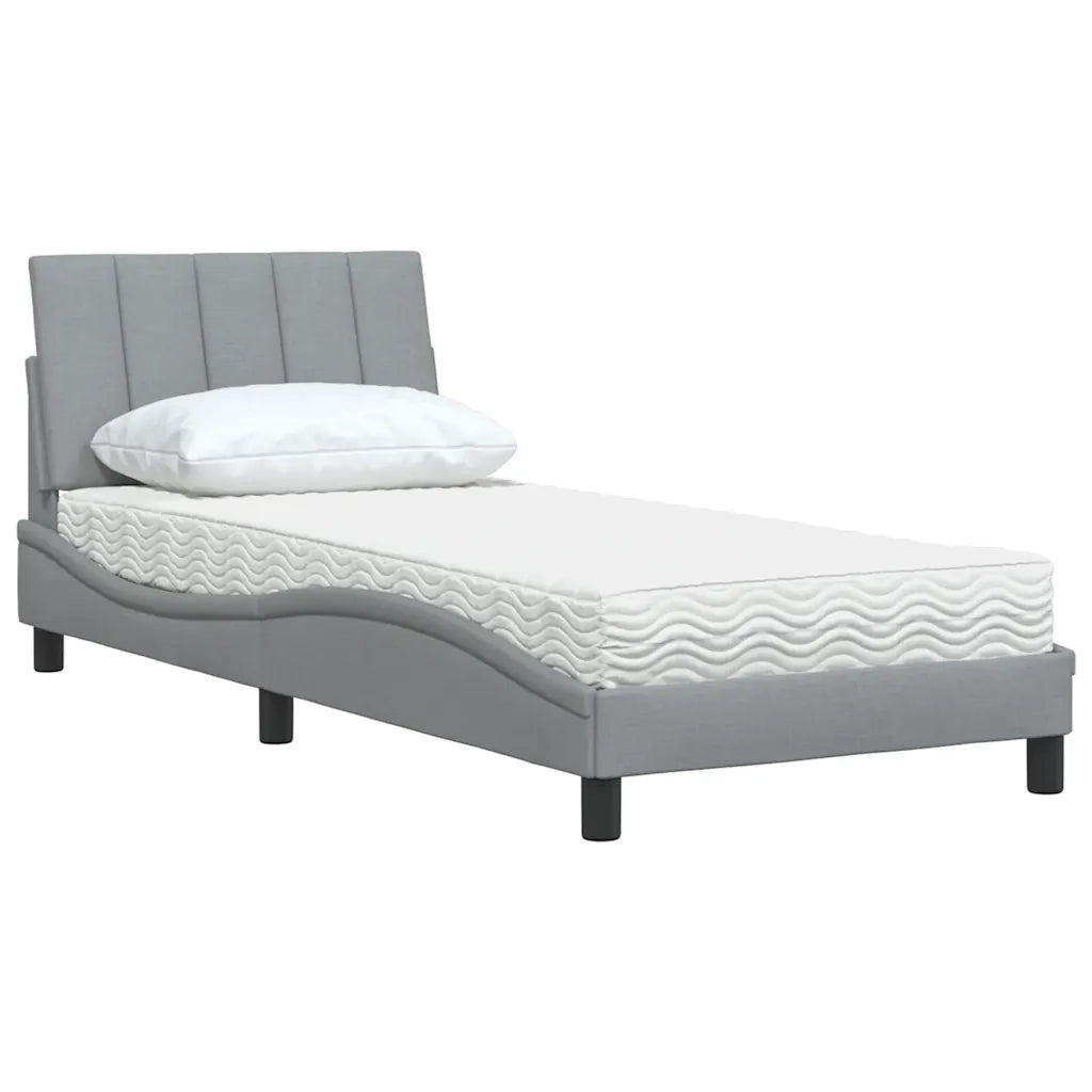 Letto con Materasso Hanko Grigio Chiaro 90x190 cm in Tessuto 3310496