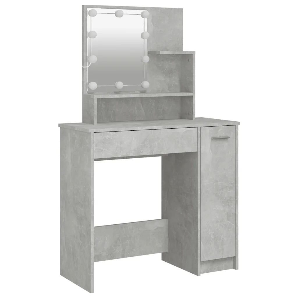 Toeletta | Tavolo da Trucco con LED Grigio Cemento 86,5x35x136 cm