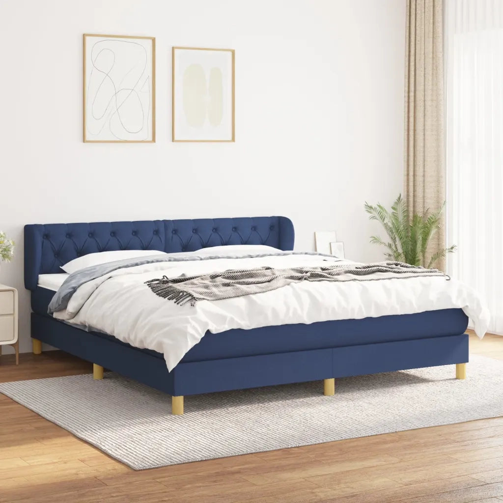 Giroletto a Molle con Materasso Blu 160x200 cm in Tessuto 3127059