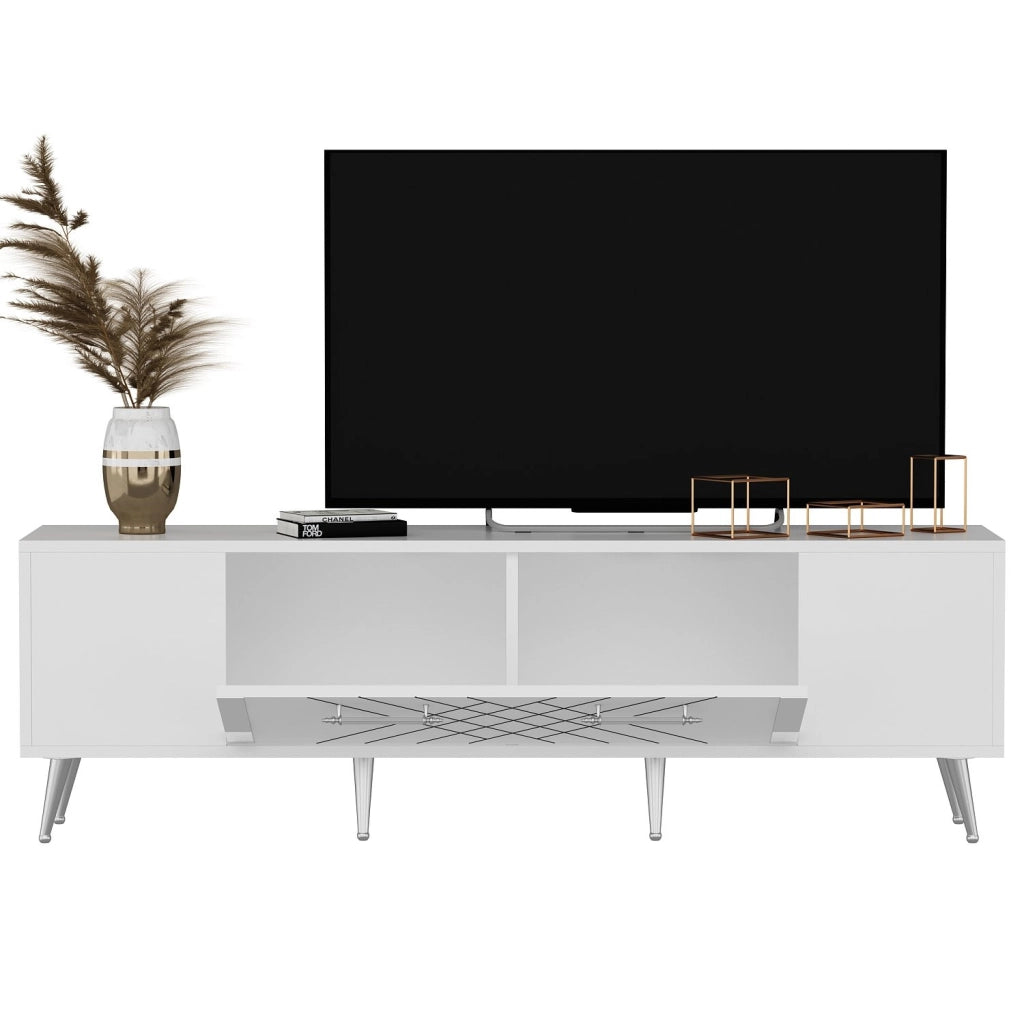 Porta TV in legno "Detas" - 150 x 35 x 48 cm - Argento
