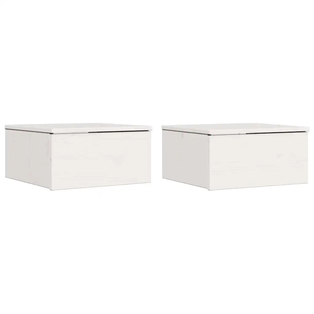 Comodino 2 pz-Set di 2 Tavolino da notte Bianco 37 x 35 x 18,5 cm Legno di pino massello