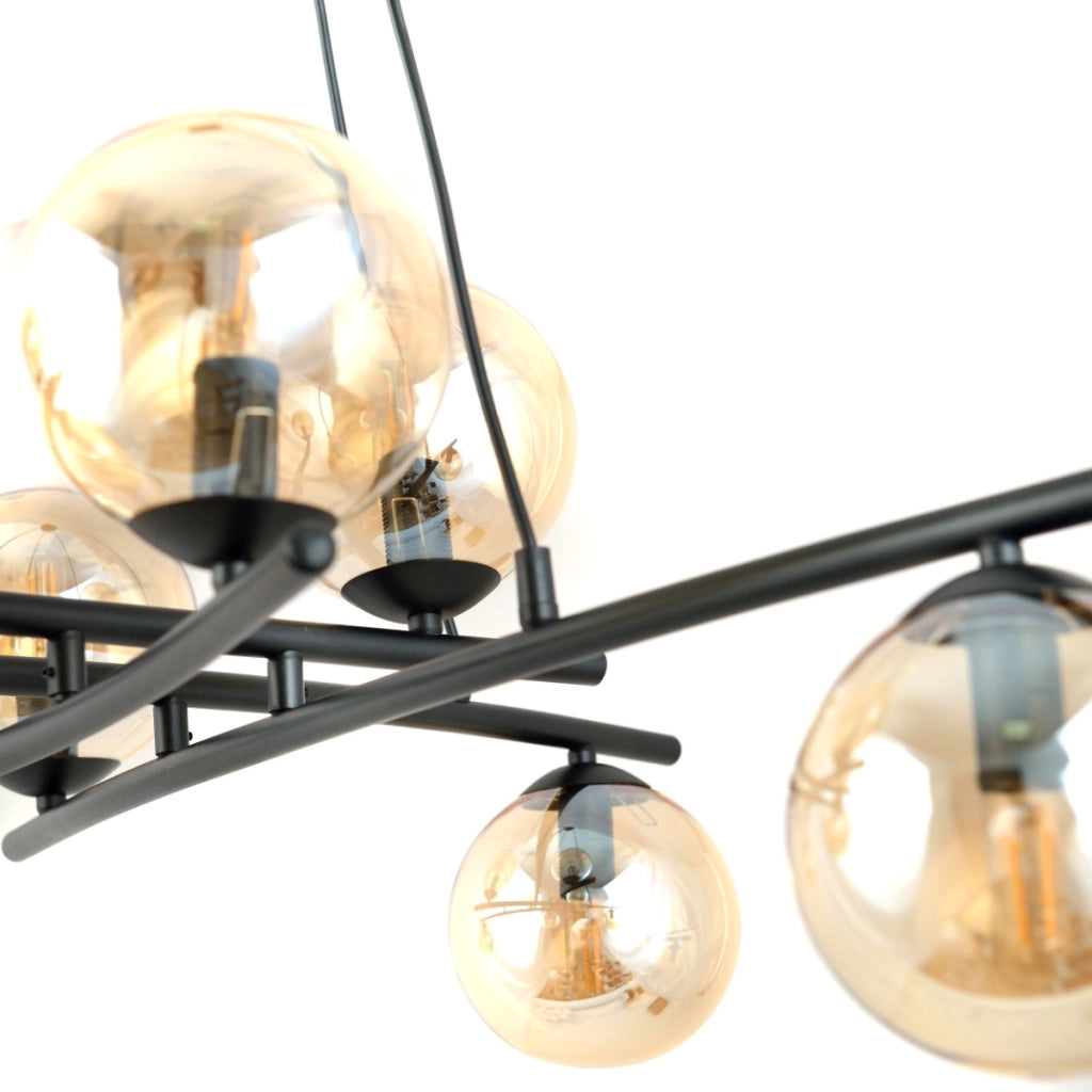 Lampadario sospeso ESSA 8 luci Emibig nero/miele Ø100cm
