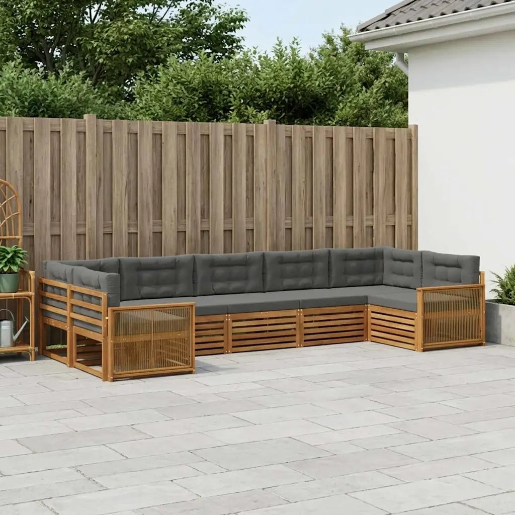 Set di divani da esterno con cuscino 7 pcs Naturale e Antracite 3383810