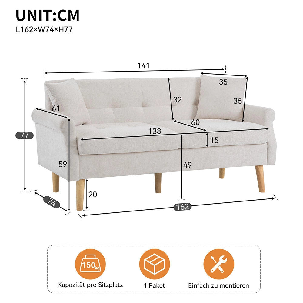 Divano 2 posti - Xylo - chenille con cuscini spessi design moderno